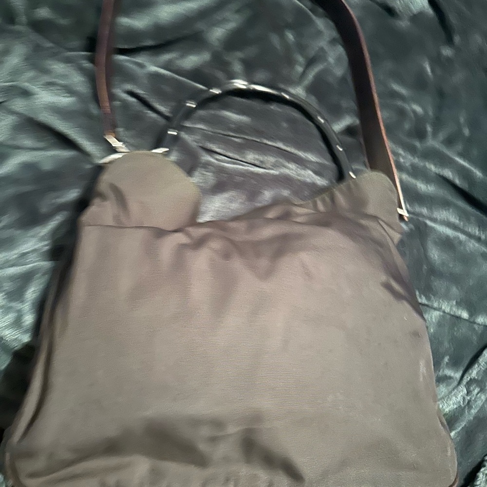 Gucci black canvas bamboo handle tote with original strap